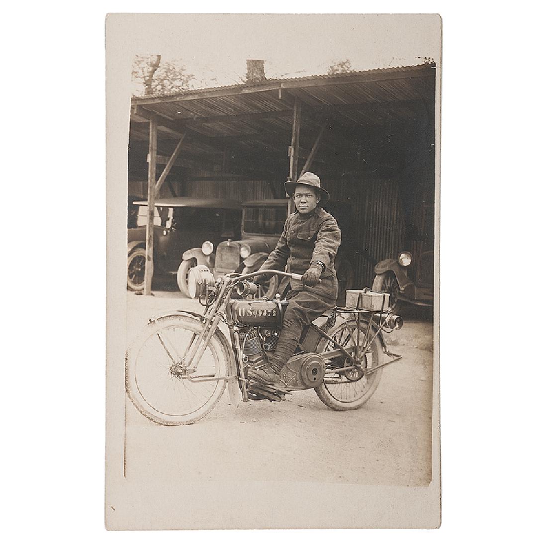 Real Photo Postcard of American Indian Soldier on a (1 of 1)