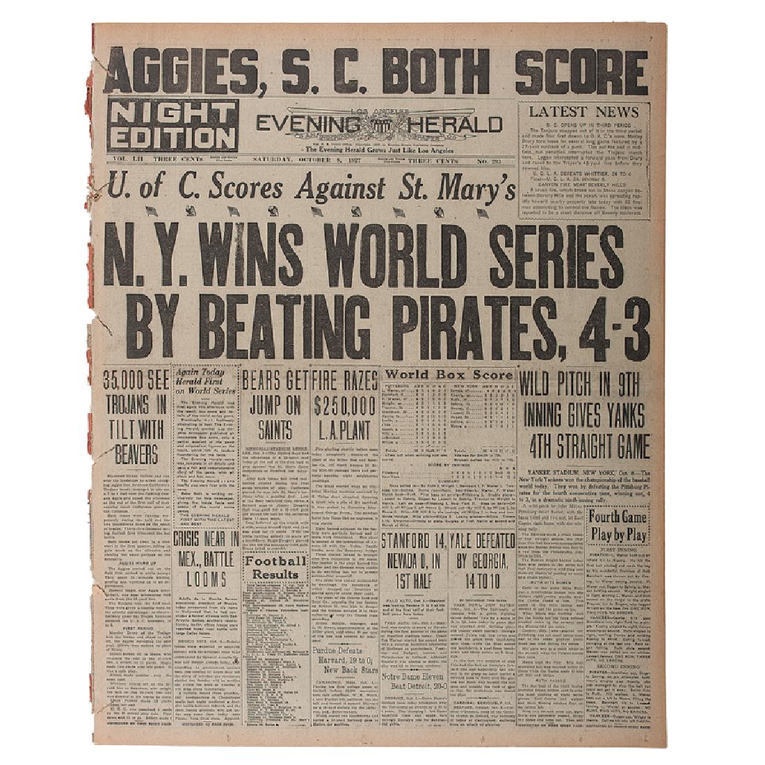 Yankees Win 1927 World Series, Los Angeles Evening (1 of 1)