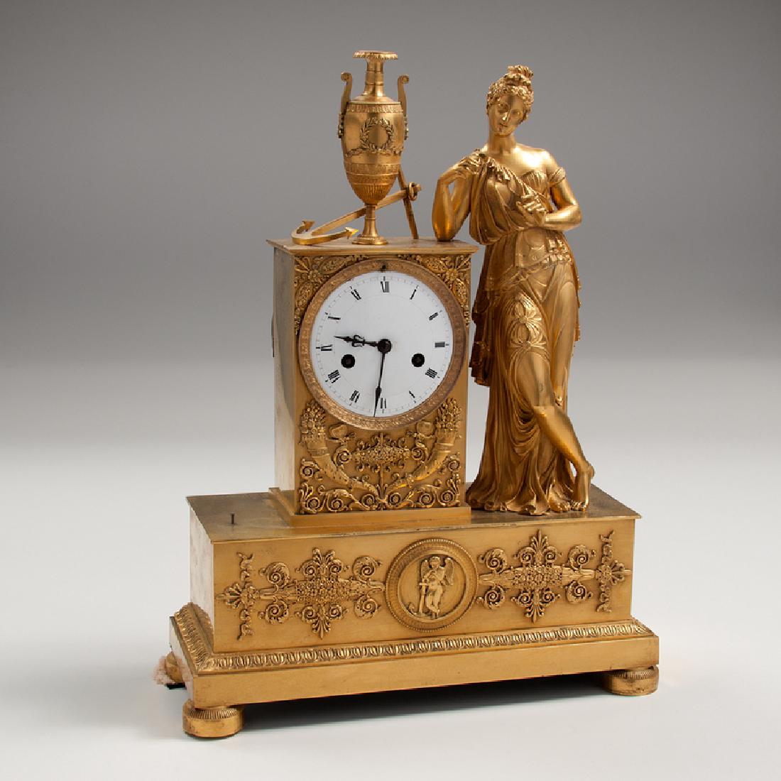 French Empire Gilt Figural Mantel Clock (1 of 3)