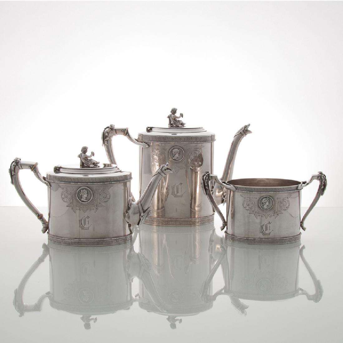Gorham "Medallion" Coin Silver Three-Piece Coffee & Tea (1 of 3)