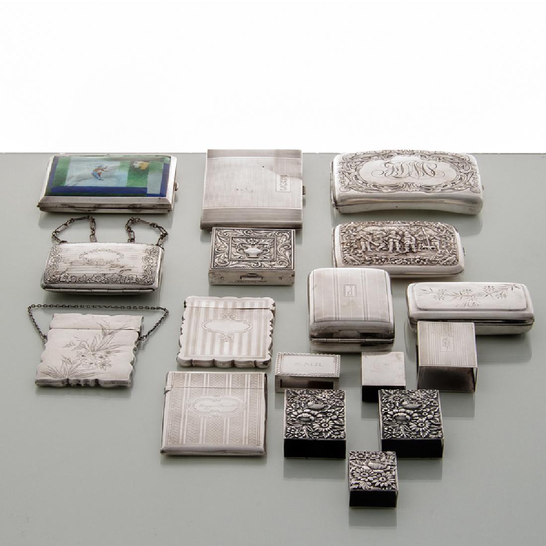 Sterling Cases and Boxes, Plus, Lot of Seventeen (1 of 2)