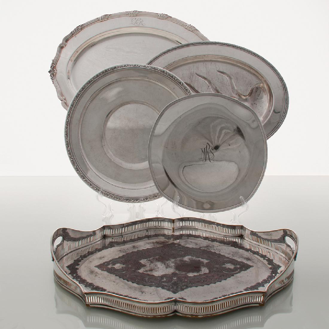 American and British Silver Trays, Lot of Five (1 of 2)