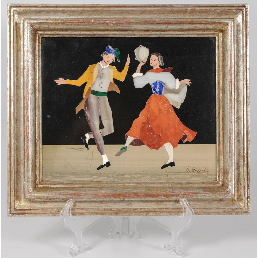 Pietra Dura Decorative Plaque Signed R. Biondi (1 of 2)