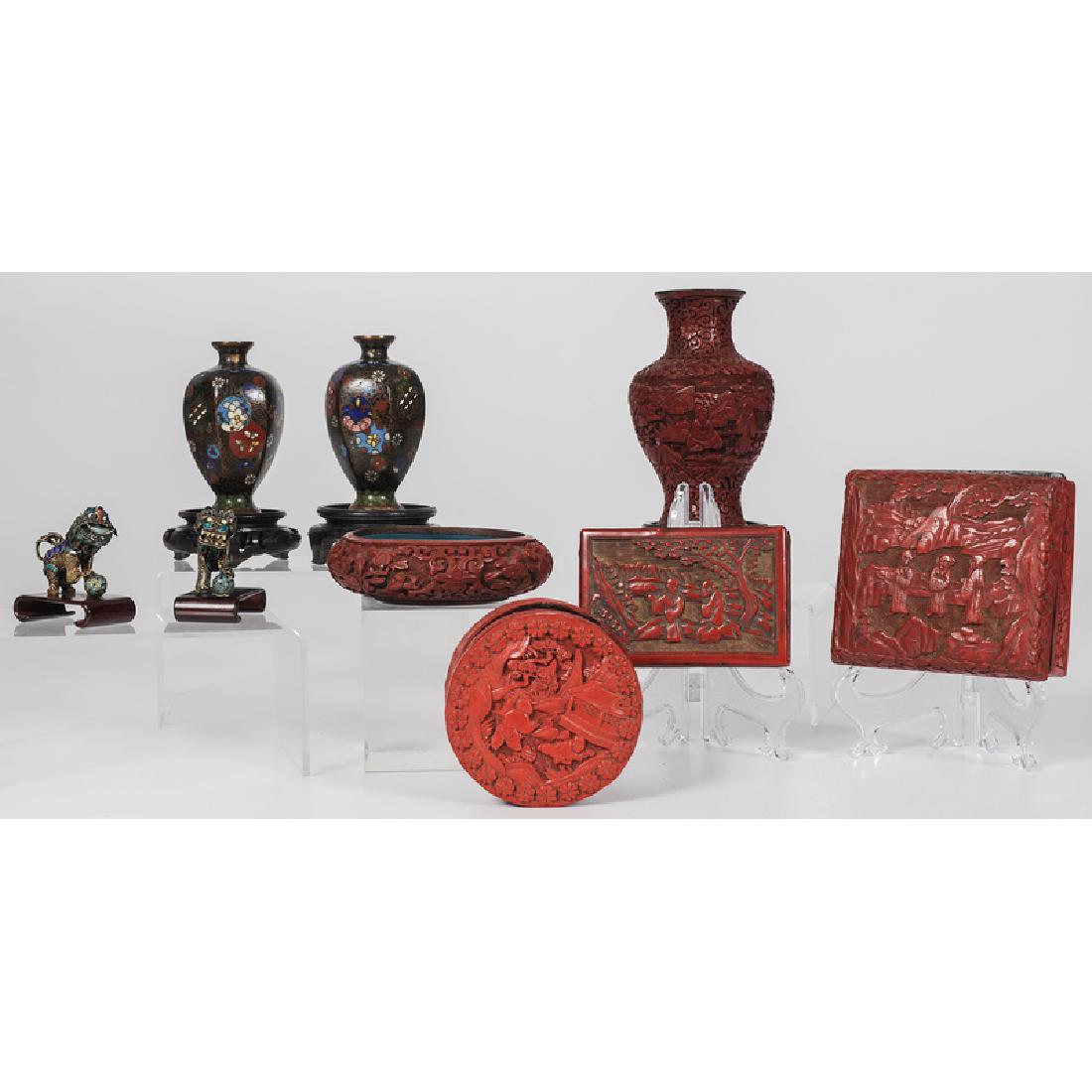 Chinese Assorted Cinnabar and Metalware Vessels and (1 of 2)