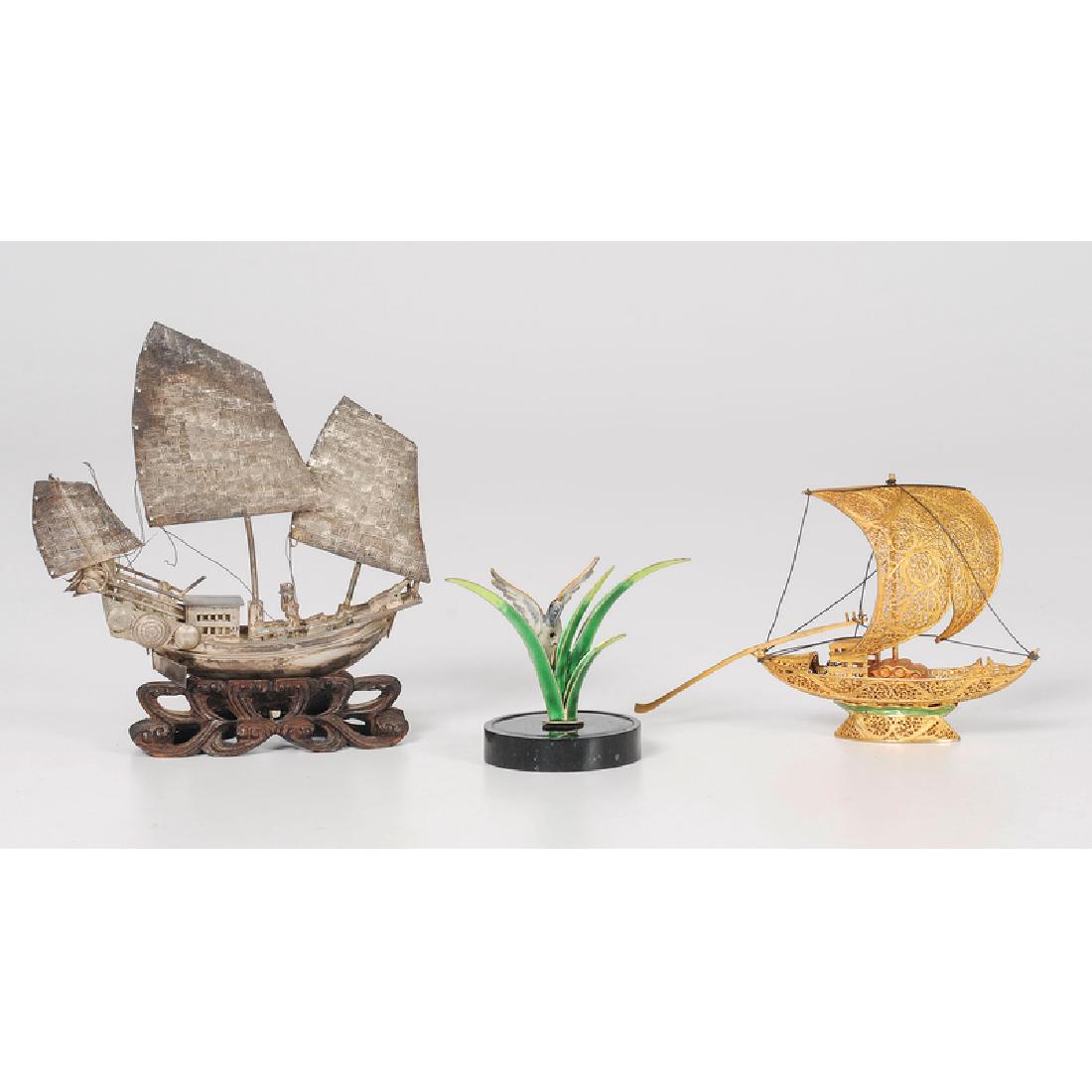 Chinese SuHai Silver and Enamel Bird, and Silver and (1 of 6)