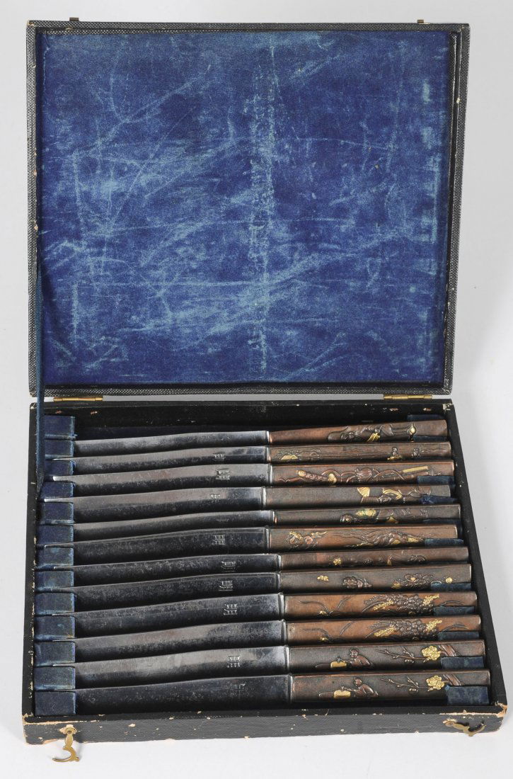 Japanese Knife Set with Mixed Metal Kozuka (1 of 4)