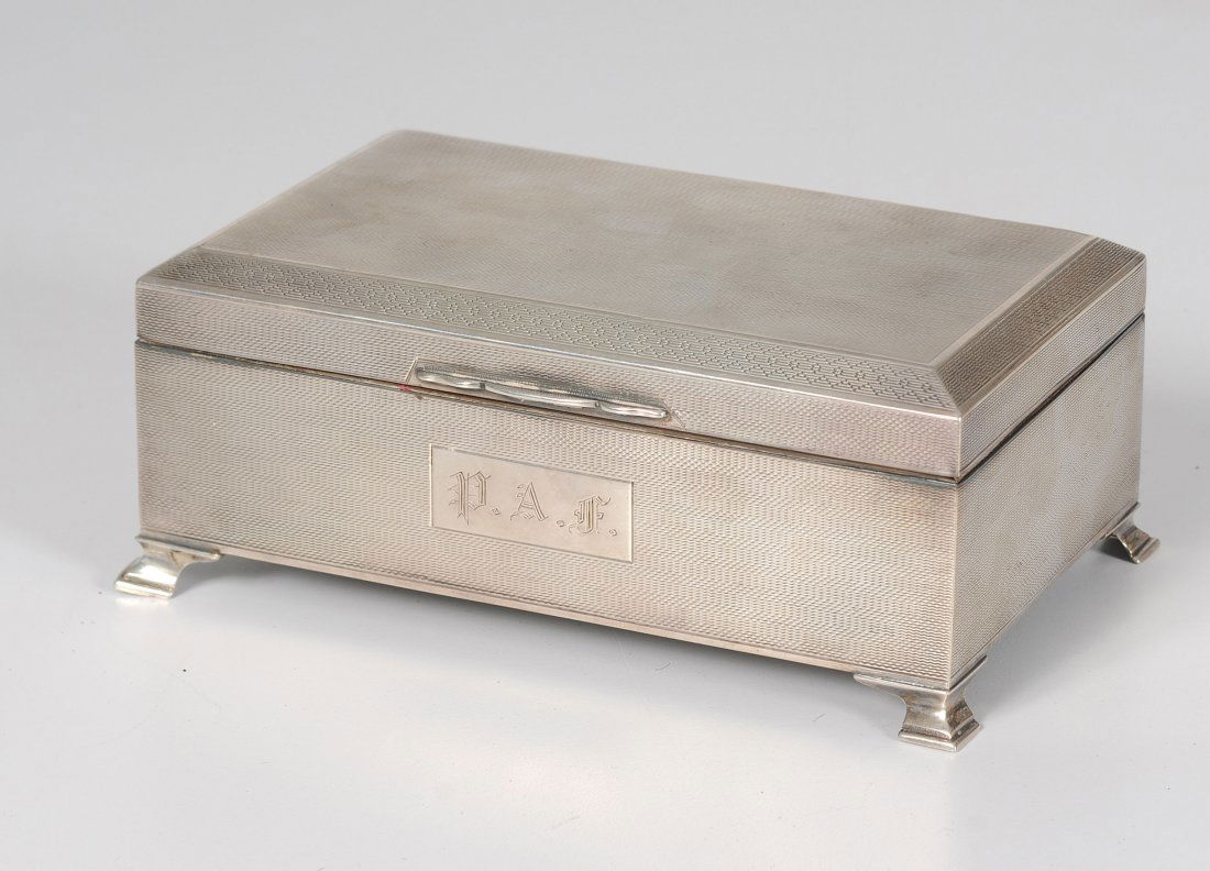 English Footed Sterling Silver Cigarette Box by Bert (1 of 4)