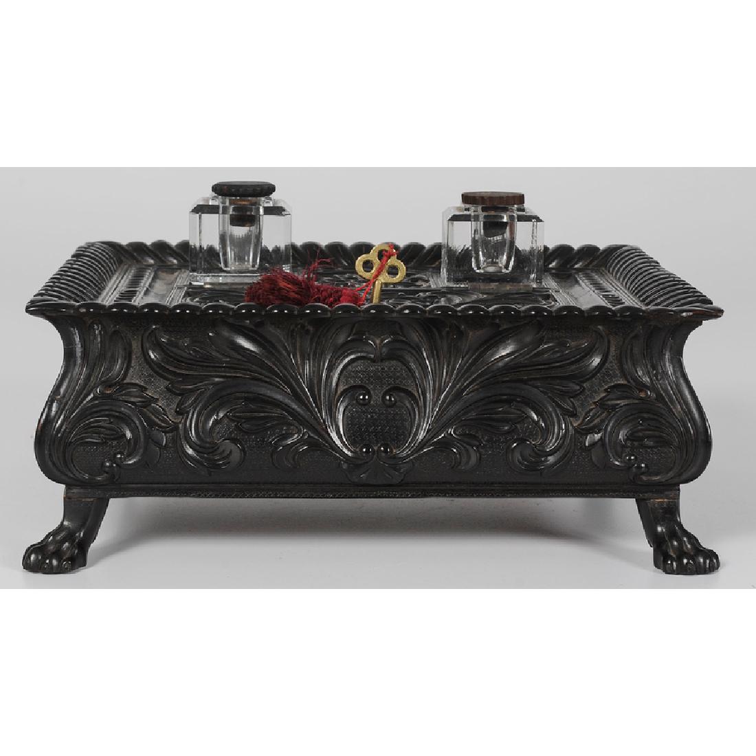 Carved and Ebonized Rosewood Writing Box (1 of 2)