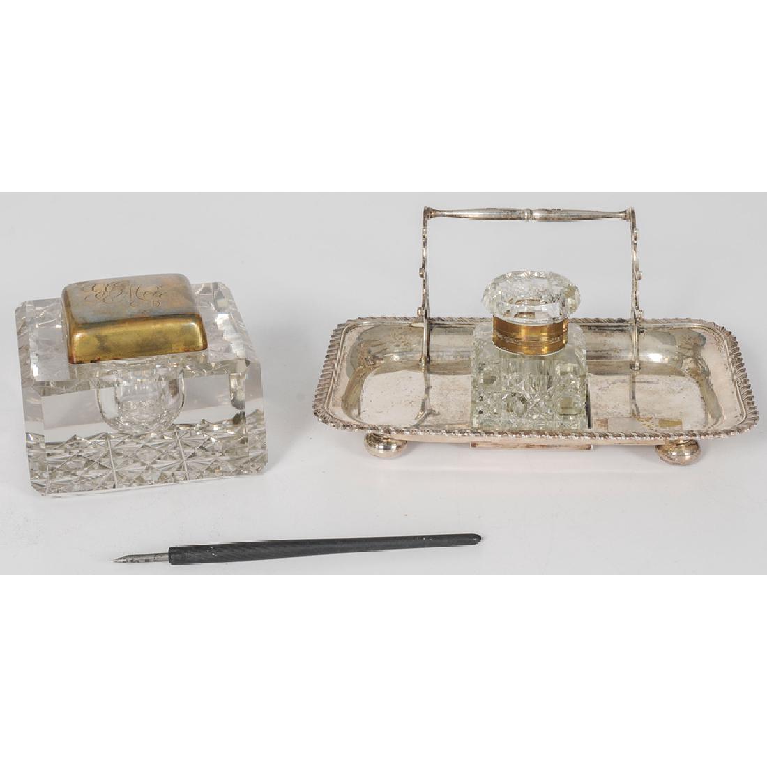 Stokes and Ireland Sterling Inkwell Stand and Glass (1 of 2)