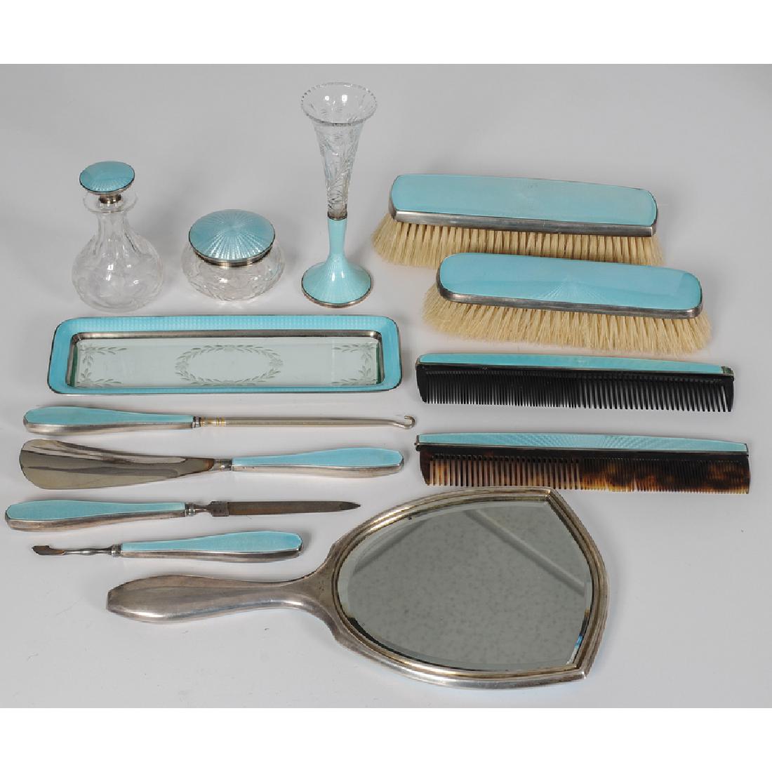 Thomae Company 13 Piece Sterling and Enamel Dresser Set (1 of 2)