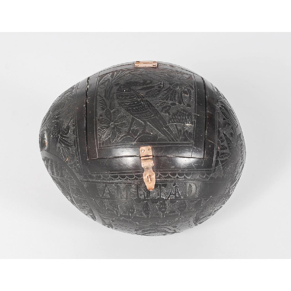 Carved Coconut Bank with Gold Settings (1 of 4)
