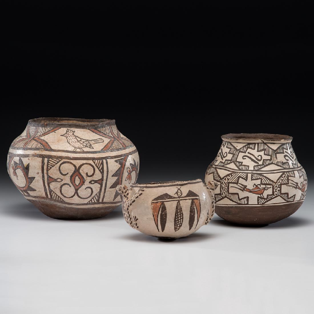 Zuni Polychrome Bird and Frog Pottery Jars (1 of 3)