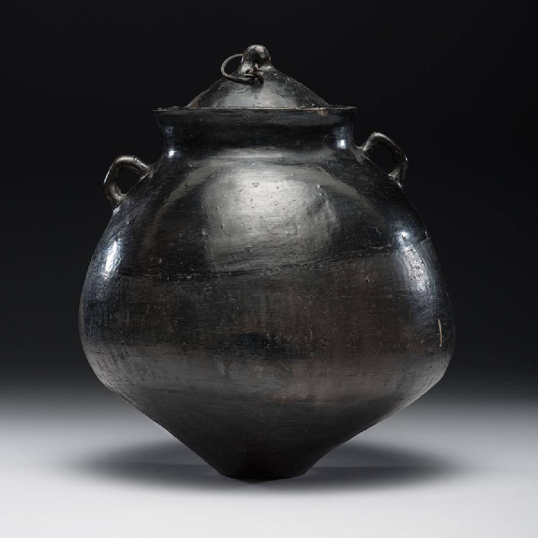 Santa Clara Lidded Storage Pottery Jar (1 of 3)