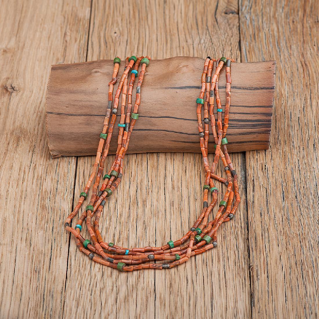 Five Strand Branch Coral Navajo Necklace, Ex C.G. (1 of 2)