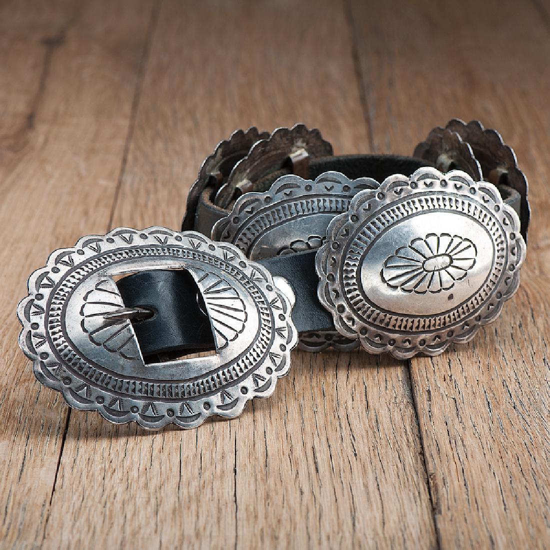 Navajo Stamped Silver Concha Belt (1 of 3)