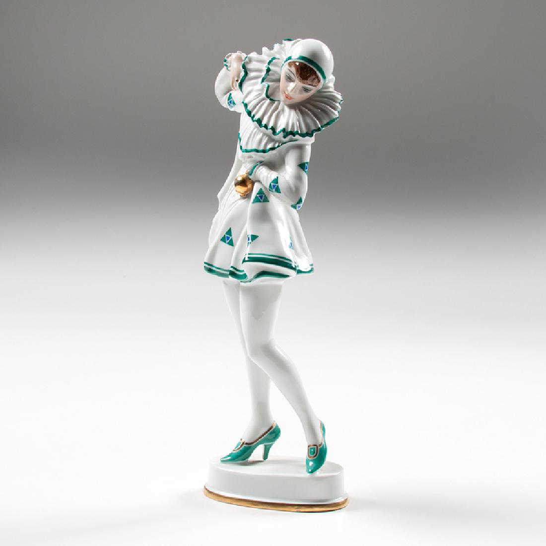 Constantin Holzer-Defanti (German, 1881-1951) for: Germany, ca. 1920. A porcelain figure by Constantin Holzer-Defanti for Rosenthal in the form of Anita Berber, a German dancer and actress, dressed in a Pierrette costume, with manufacturer's mark an