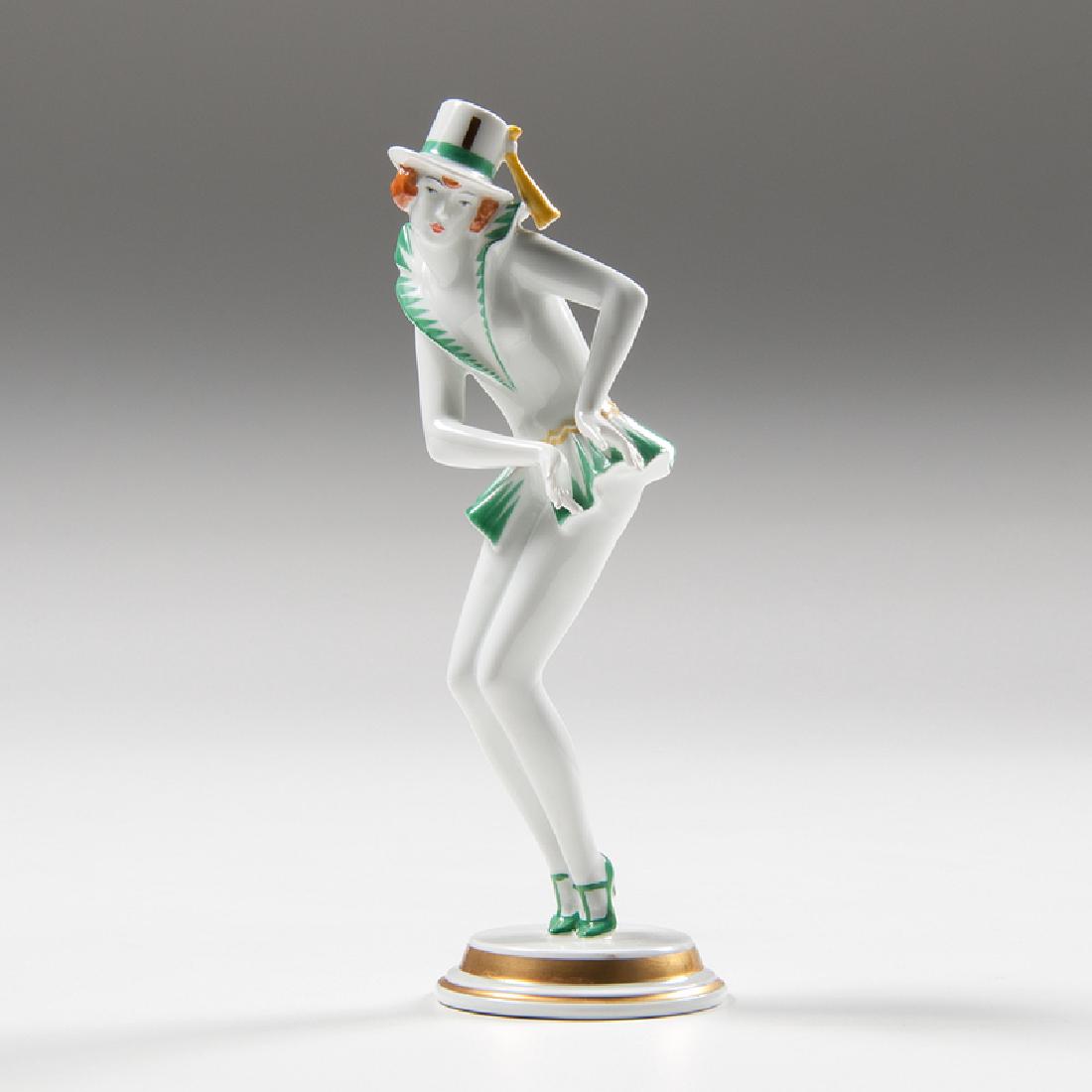 Gustav Oppel (German, 1891-1978) for Rosenthal: Germany, ca. 1920s. A porcelain figure by Gustav Oppel for Rosenthal titled "Rhythmus" of a dancer wearing Art Deco period clothing, with manufacturer's mark and impressed 6 to underside, and impress