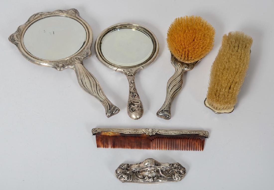 Unger Brothers Art Nouveau Sterling Dresser Set, Plus (1 of 4)