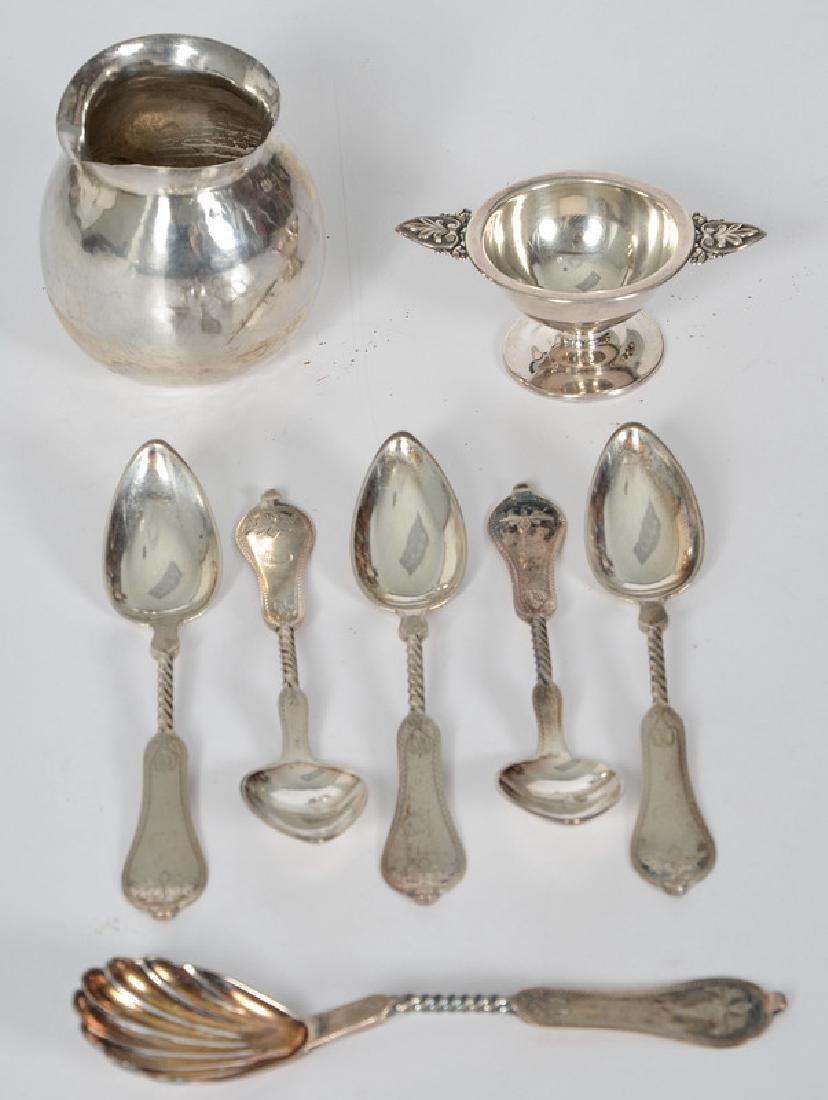 Coin and .900 Silver Spoons, Salt, and Jar (1 of 2)