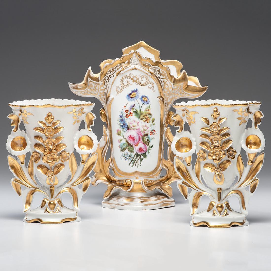 Old Paris Porcelain Garniture Vases (1 of 4)