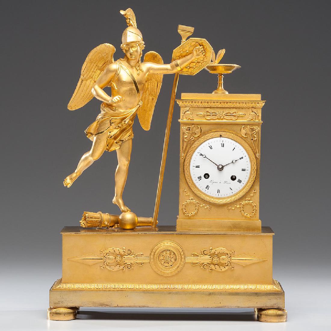 French Empire Gilt Bronze Figural Clock (1 of 9)