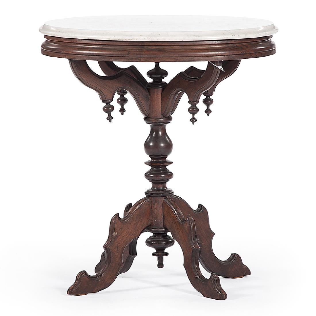 Victorian Walnut Marble Top Lamp Table (1 of 3)
