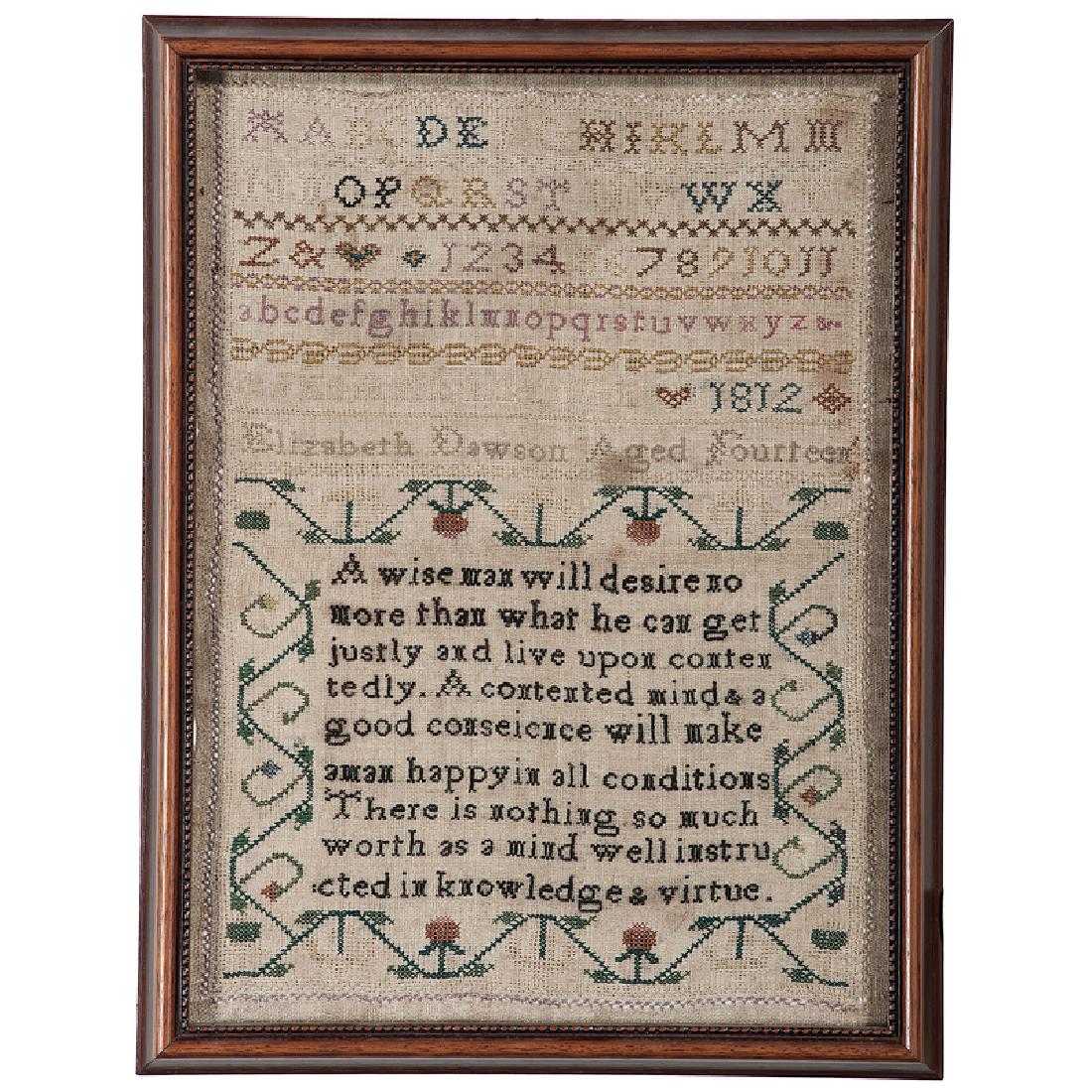 American Sampler, Signed Elizabeth Dawson (1 of 2)