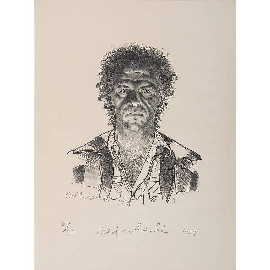 Alfred Leslie (American, b. 1927): Self-Portrait lithograph signed in pencil l.c. dated 1974 l.r. numbered 21/50 l.l. framed 40 x 29.75 in. (sight)