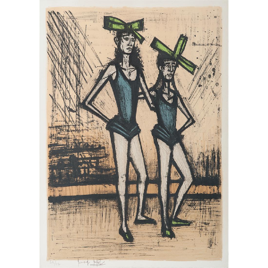 Bernard Buffet (French, 1928-1999): Les Deux Soeurs color lithograph signed and numbered 42/120 l.l. framed 28.25 x 20 in. (sheet)