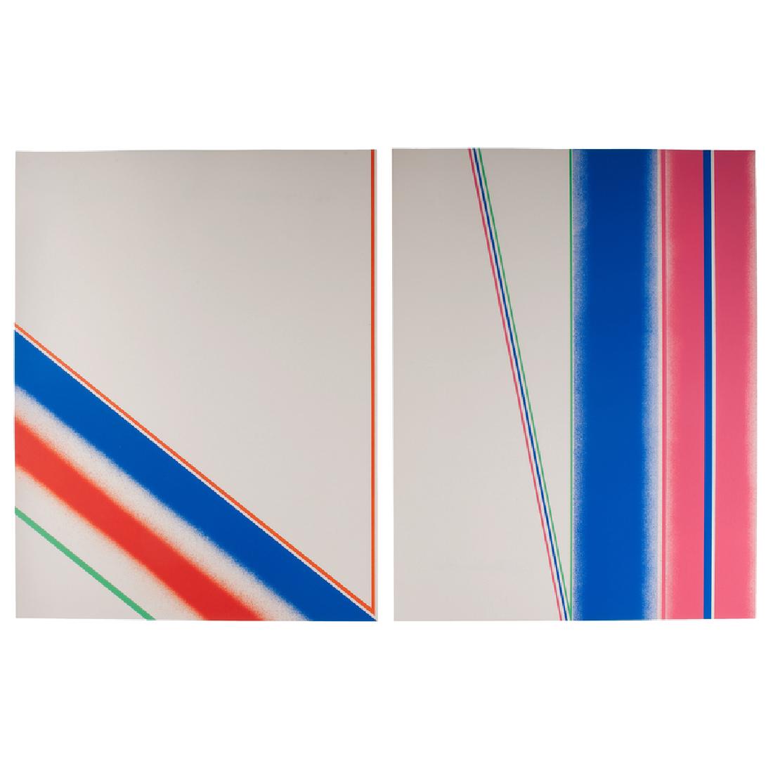 Stephen Antonakos (Greek-American, 1926-2013): Greensboro Suite 4 screen prints each signed, titled, and numbered 6/35 on reverse of sheet published by Weatherspoon Publishers, 1970 16.5 x 21 in. (portfolio size), 16 x 20.5 in. (each sh