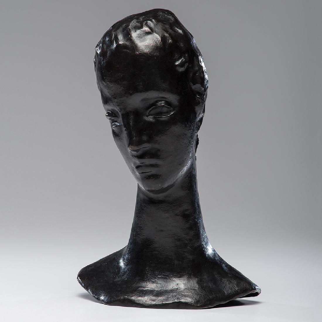 Wilhelm Lehmbruck (German, 1881-1919): Bust of a Woman bronze incised signature and edition 5/8 to base foundry mark Cire Perdue AA Hebrard on base ht. 15, wd. 10 in.