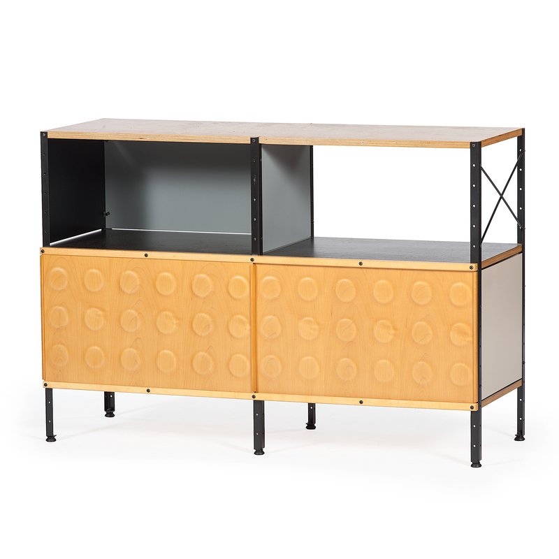 Charles and Ray Eames for Herman Miller, Storage Unit: American. Manufactured in 2015 from the original 1950 design, in zinc-coated steel and plywood, with manufacturer's label on underside; ht. 32.5, wd. 47.5, dp. 16 in. Lot accompanied by Herman Miller 