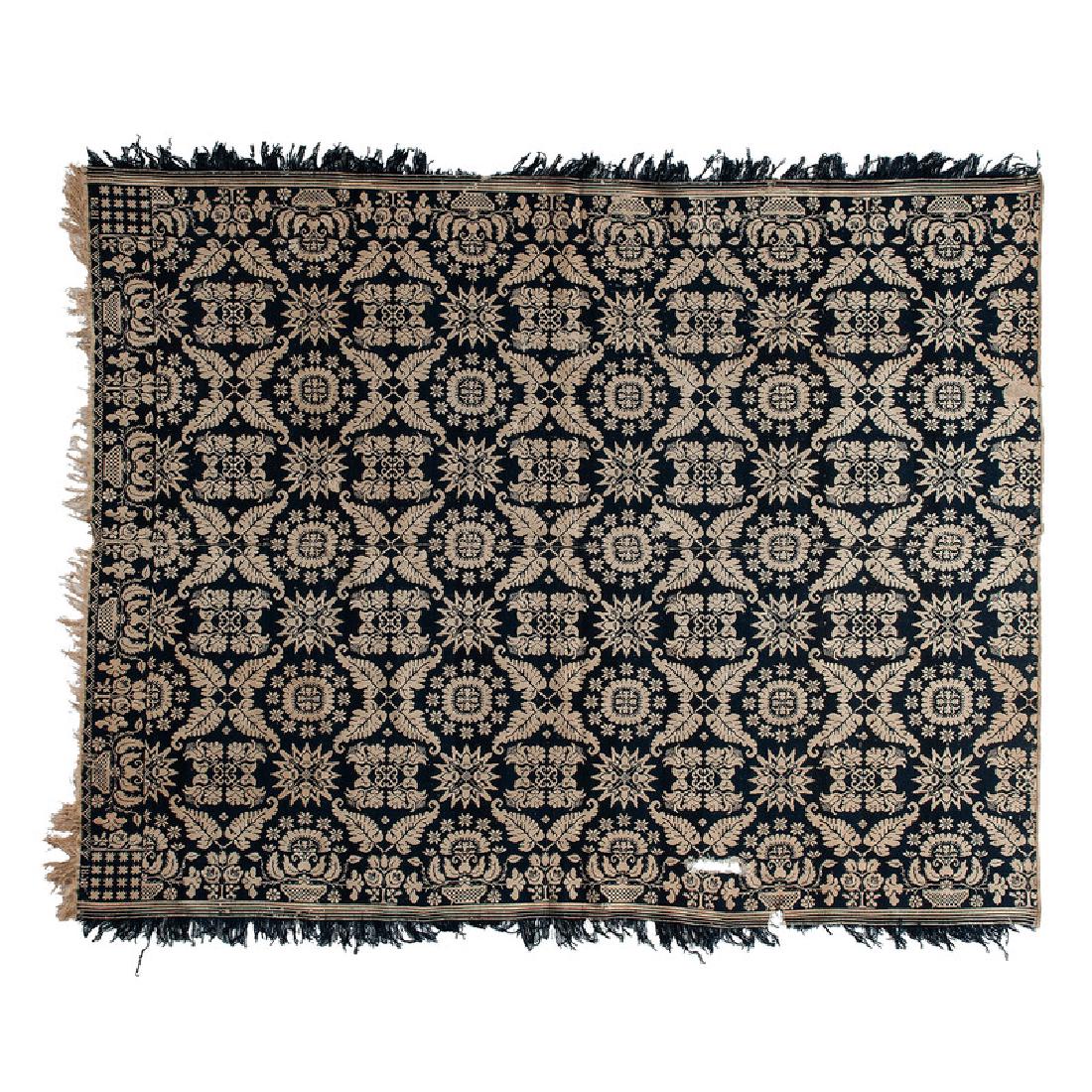 Blue & White Coverlet, Dated 1858 (1 of 3)