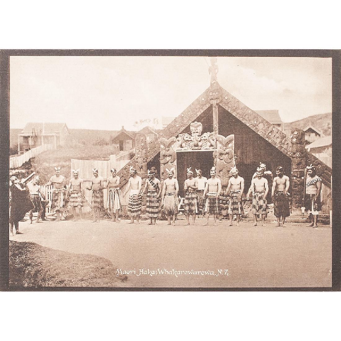 Maori Studies, Scarce Album Featuring Native New: Lot of 16, featuring Maori Studies, 8.75 x 10.75 in. oblong heavy paper covers with string tie on spine. Contains 18 prints, approx. 5.5 x 7.5 in., tissue guards between images. Plus one approx. 3 i