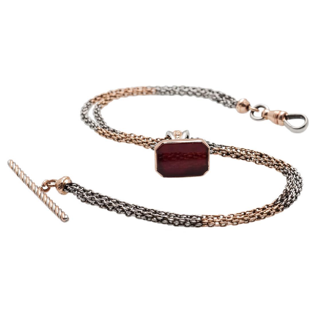 Watch Fob and Chain in 14 Karat White and Rose Gold (1 of 3)