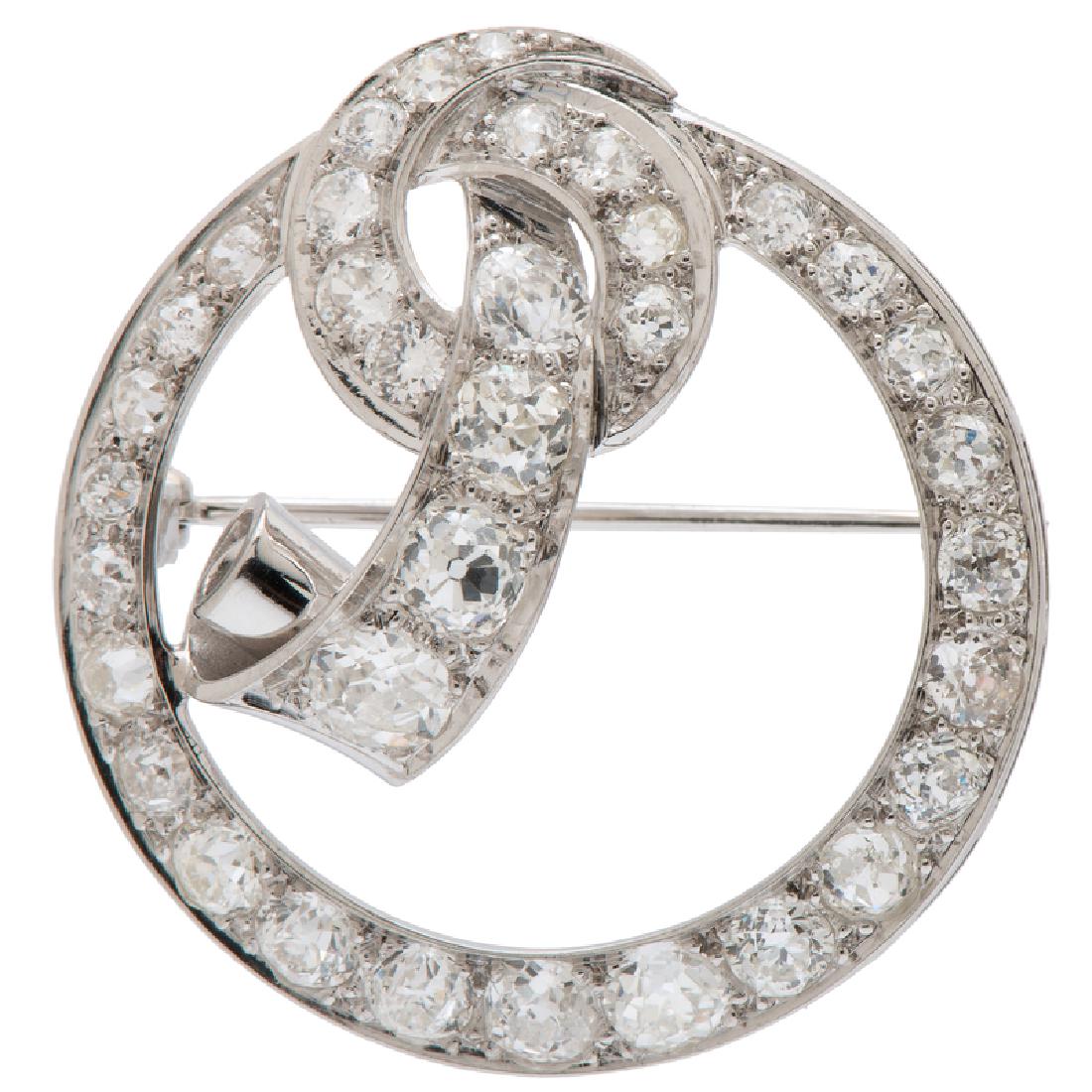 Platinum and Diamond Circle Brooch (1 of 2)