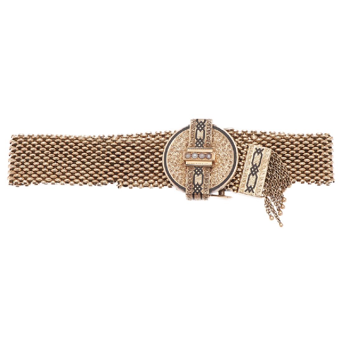 Victorian Mesh Slide Bracelet in 14 Karat Yellow Gold (1 of 5)