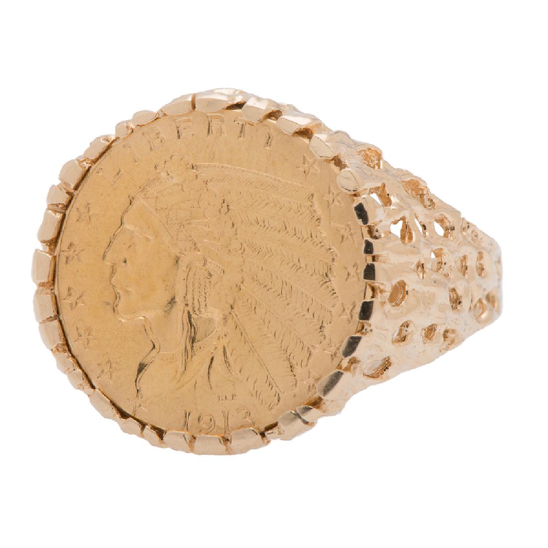 1913 Indian Head $2.50 Coin Ring in 14 Karat Yellow (1 of 4)