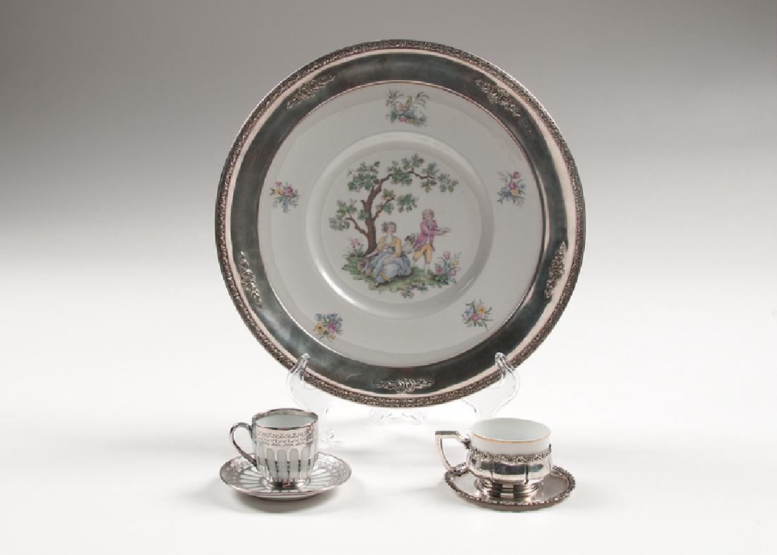 Silver-Clad Porcelain Plate and Demitasse Cups (1 of 1)