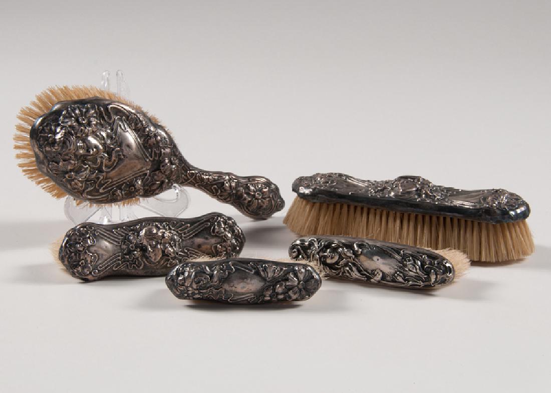 Art Nouveau Sterling Dresser Brushes (1 of 1)
