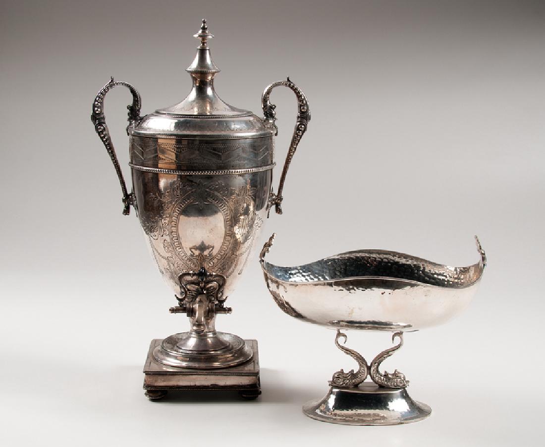 Silverplated Hot Water Urn and Center Bowl (1 of 1)