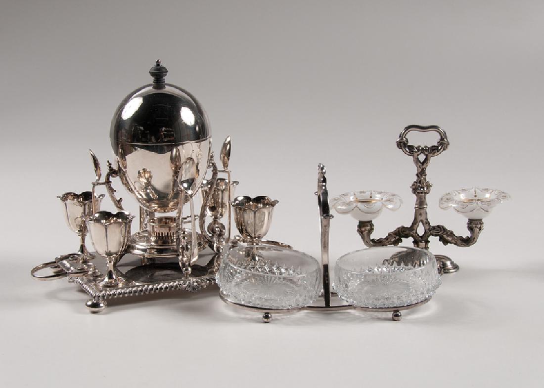 Victorian Silverplated Sheffield Egg Cruet Set, Plus (1 of 1)