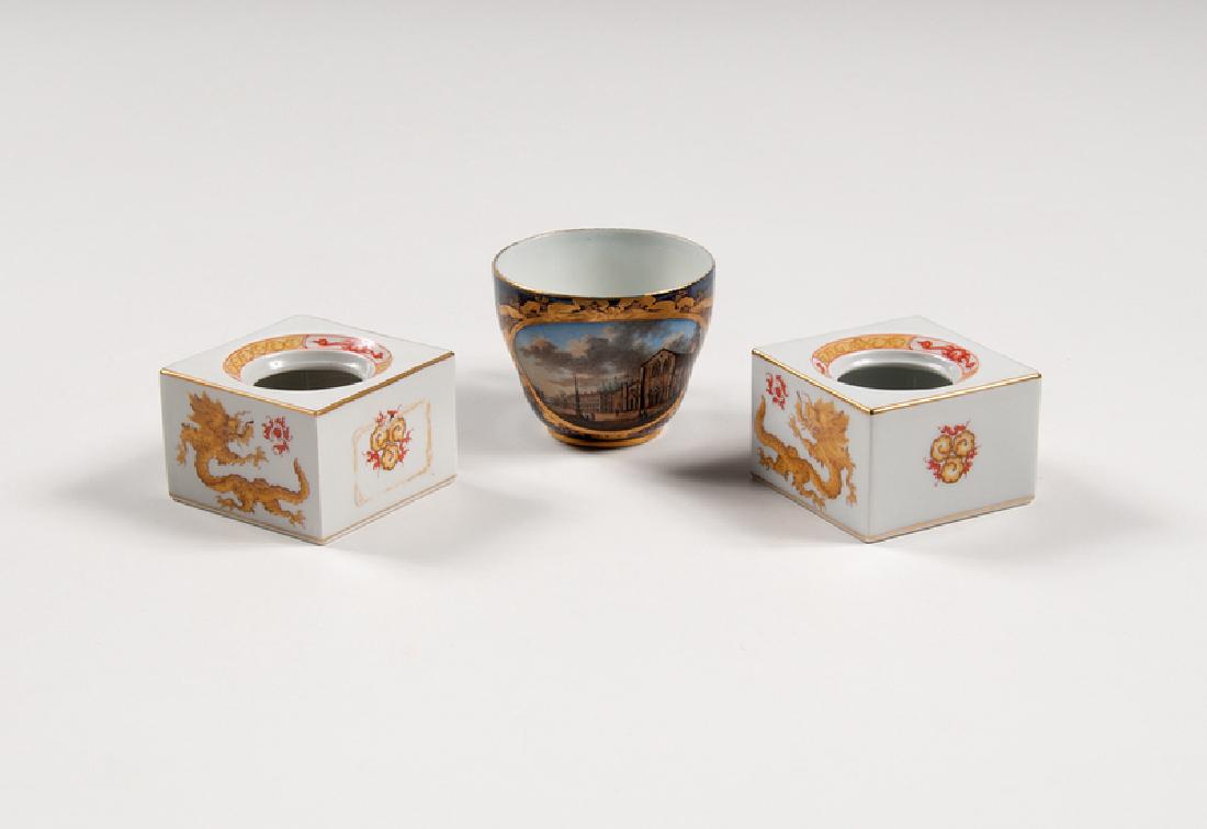 Meissen Porcelain Teacup and Inkwells (1 of 2)