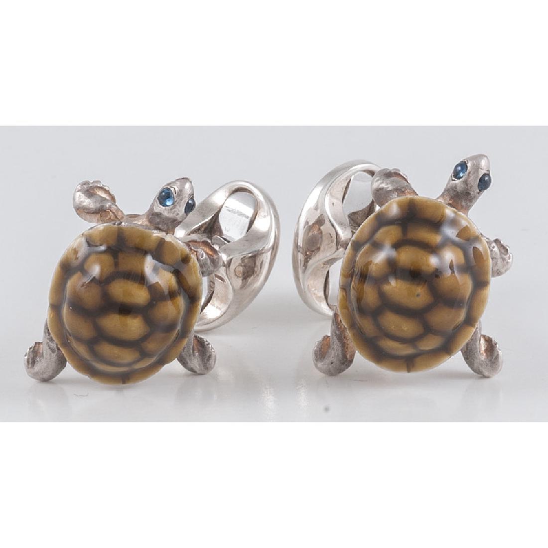 Deakin & Francis Walking Tortoise Cufflinks in Sterling (1 of 2)