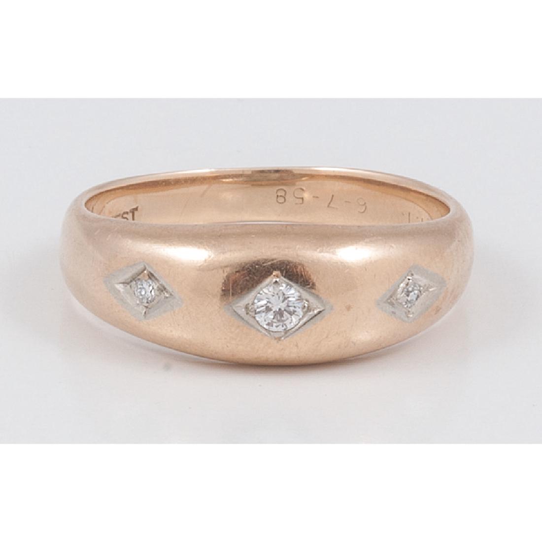 Three Diamond Ring in 14 Karat Yellow Gold 4.4 Dwt. (1 of 3)