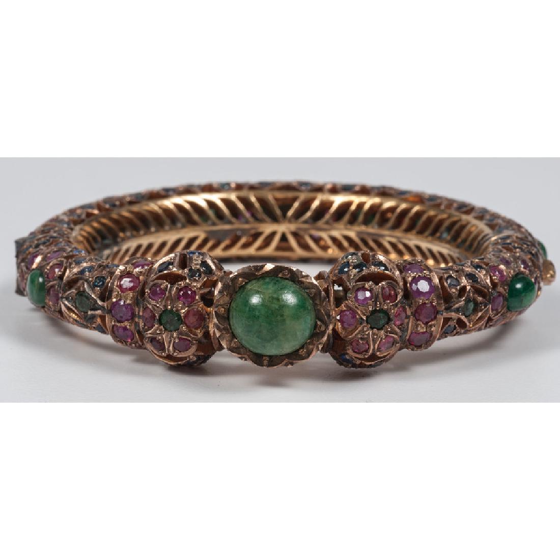 Hinged Bangle with Rubies, Sapphires, Emeralds, and (1 of 2)