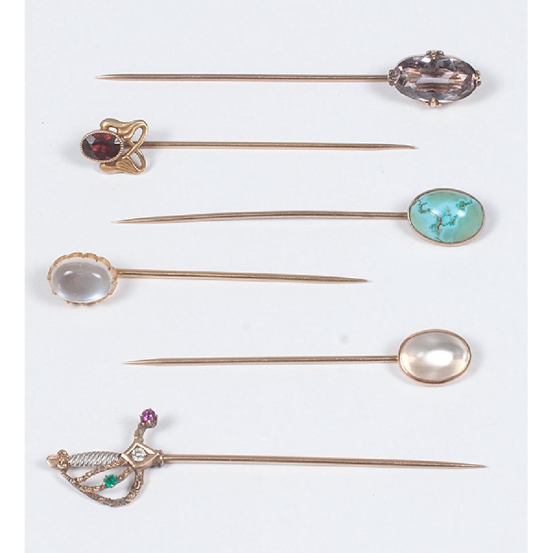 Stick Pins in Karat Gold with Gemstones 8.47 Dwt. (1 of 1)