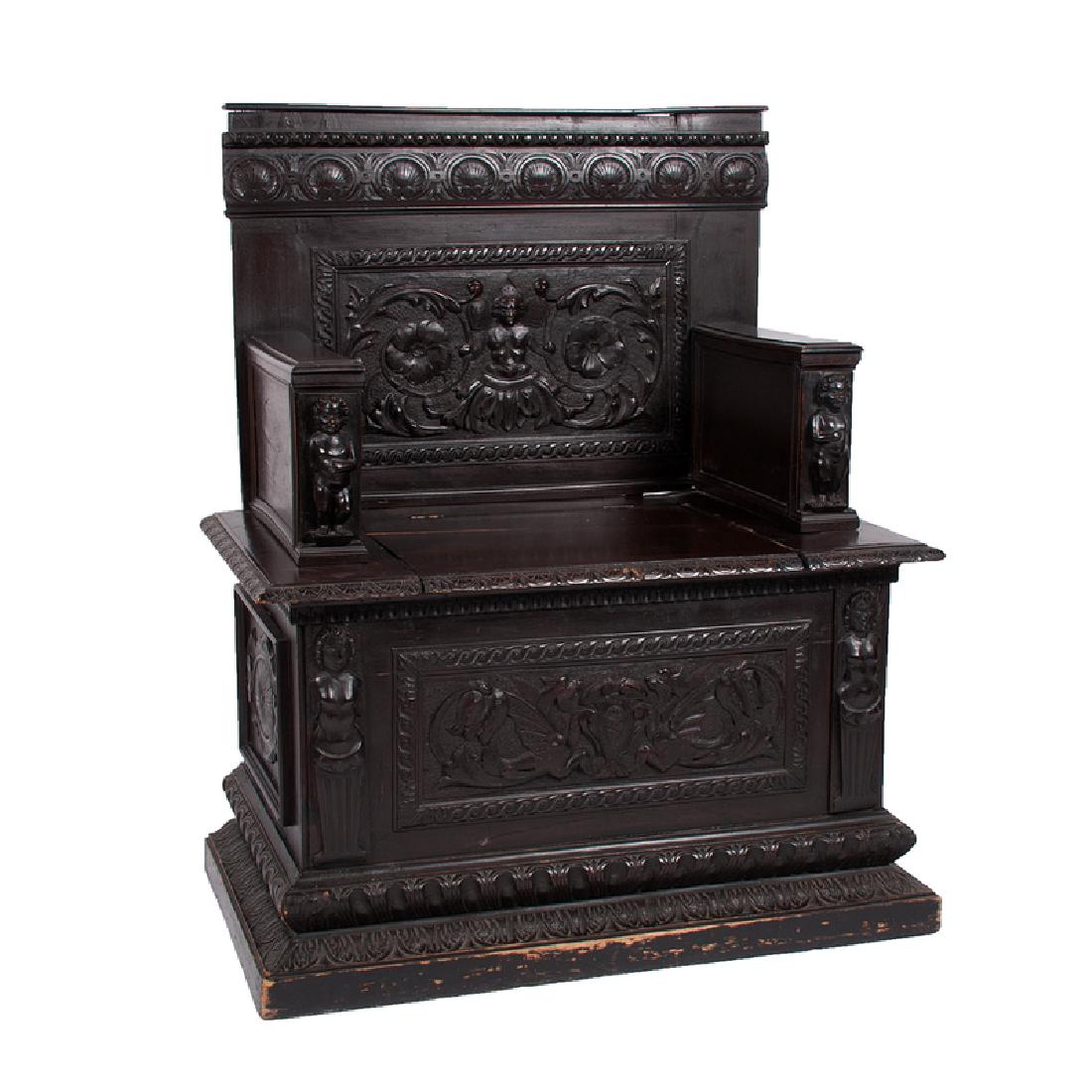 Renaissance-Style Hall Bench in Oak (1 of 3)