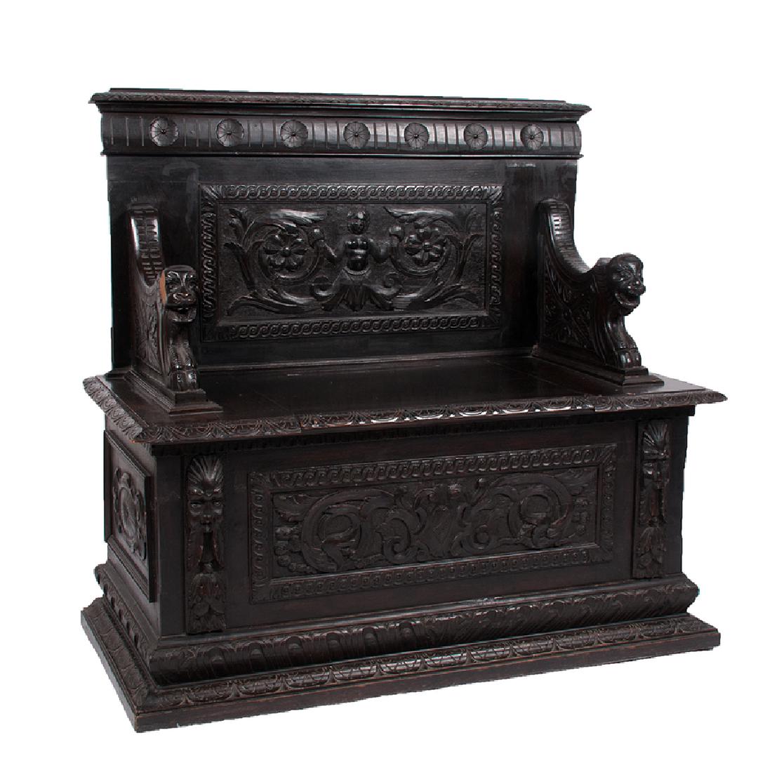 Renaissance-Style Hall Bench in Oak (1 of 4)