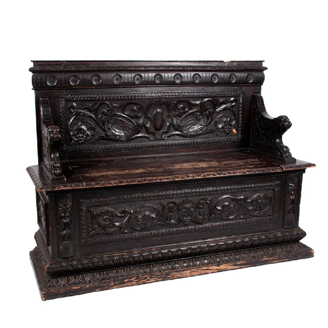 Renaissance-Style Hall Bench in Oak (1 of 3)